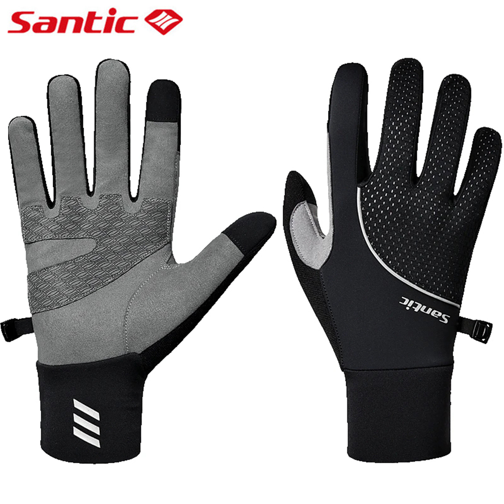 Santic Cycling Gloves Winter Men Women Windproof Thermal Bicycle Bike Full Finger Gloves