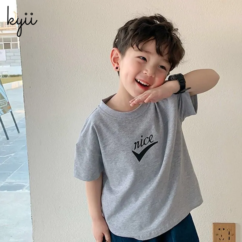 KYII Cotton children short sleeve T-shirt boy Cartoon Korean printe Top kyb015